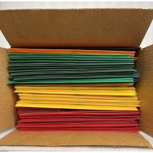 Plastic Poly Folders 2 Pocket w/ Prongs 9.4" x 11.4" Assorted Colors 64 Folders